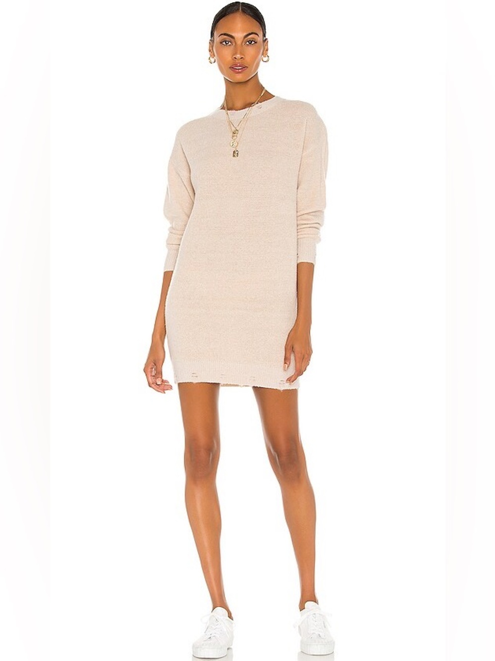 Line & Dot Cream Knit Mini Sweater Dress